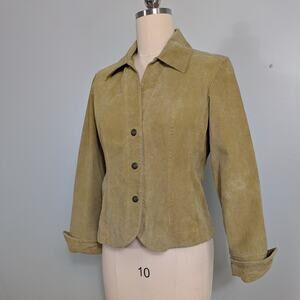 Vintage Suede Blazer Jacket Size M Green Snap Leather Y2K Grunge Fairy Feminine